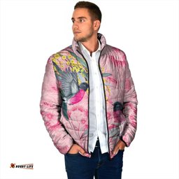 Birds and Floral Aussie Pink Robins Padded Jacket Rosy Glow LT7