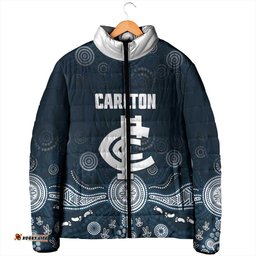 Custom Carlton Football Padded Jacket Go Blues Aboriginal Art LT14