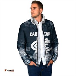 Custom Carlton Football Padded Jacket Go Blues Aboriginal Art LT14