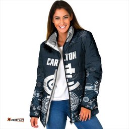 Custom Carlton Football Padded Jacket Go Blues Aboriginal Art LT14
