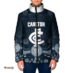 Custom Carlton Football Padded Jacket Go Blues Aboriginal Art LT14