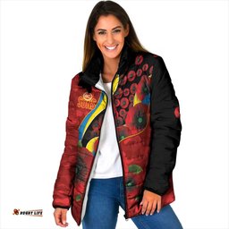 Gold Suns ANZAC Personalised Padded Jacket Lest We Forget Poppy Camo LT9