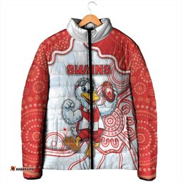 Custom Swans Football Padded Jacket Aboriginal Dot Art Pattern DT05