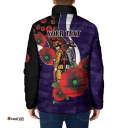 Fremantle Dockers ANZAC Personalised Padded Jacket Lest We Forget Poppy Camo LT9