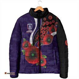 Fremantle Dockers ANZAC Personalised Padded Jacket Lest We Forget Poppy Camo LT9