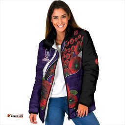 Fremantle Dockers ANZAC Personalised Padded Jacket Lest We Forget Poppy Camo LT9