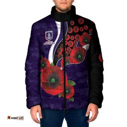 Fremantle Dockers ANZAC Personalised Padded Jacket Lest We Forget Poppy Camo LT9