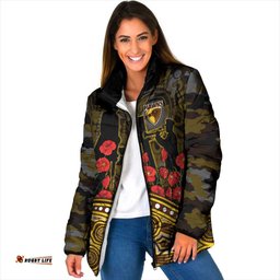 Hawthorn Hawks ANZAC Day Padded Jacket Indigenous Dot Art with Poppy Flower Tribute TS04