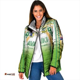 Custom Cook Islands Rugby League Padded Jacket Avaiki Tatau Tribal Motifs White Color LT03