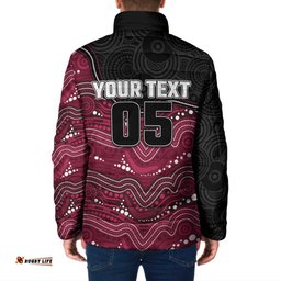 Custom Sea Eagles Padded Jacket Bird Mascot With Aboriginal Indigenous DT05