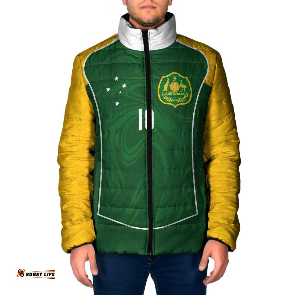 Custom Australia Football Padded Jacket Aboriginal Pattern Sporty Style-Green Color LT03
