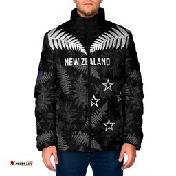 Custom New Zealand Silver Fern Football Padded Jacket Go Aotearoa Grunge Black LT14