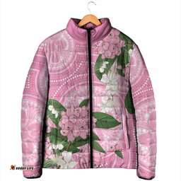 Australia Lilly Pilly Riberry Padded Jacket Aussie Native Flowers Indigenous Art LT14