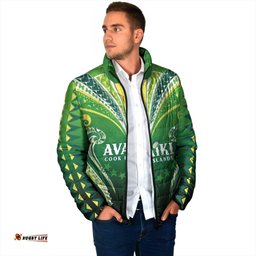 Custom Rugby Cook Islands Avaiki Padded Jacket Green Kuki Airani Tribal Maori Inspired LT9