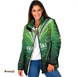 Custom Rugby Cook Islands Avaiki Padded Jacket Green Kuki Airani Tribal Maori Inspired LT9