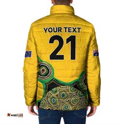 Custom Australia Cricket Spirit 2026 Padded Jacket World T20 Edition - Gold Aboriginal LT9