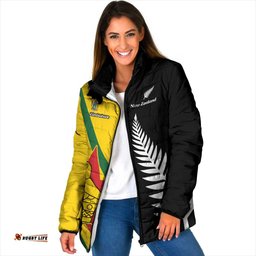 Custom New Zealand and Zimbabwe Padded Jacket NZ Fern Zim Flag Half Style LT14