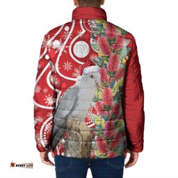 Blue Galah Mutation Christmas Australia Padded Jacket Falalalala Galalah Bottlebrush Red Aboriginal Art LT14