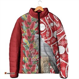 Blue Galah Mutation Christmas Australia Padded Jacket Falalalala Galalah Bottlebrush Red Aboriginal Art LT14