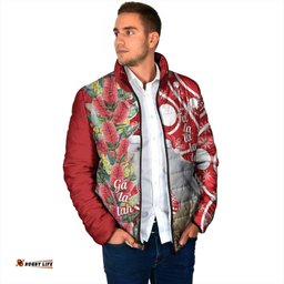 Blue Galah Mutation Christmas Australia Padded Jacket Falalalala Galalah Bottlebrush Red Aboriginal Art LT14