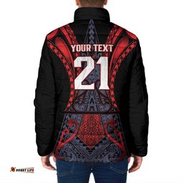 Custom New Zealand Padded Jacket Maori Kiwiana Pattern Tukutuku Motif LT9