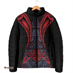 Custom New Zealand Padded Jacket Maori Kiwiana Pattern Tukutuku Motif LT9