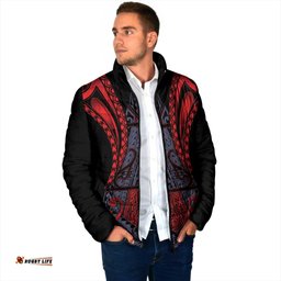 Custom New Zealand Padded Jacket Maori Kiwiana Pattern Tukutuku Motif LT9