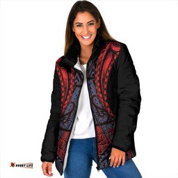 Custom New Zealand Padded Jacket Maori Kiwiana Pattern Tukutuku Motif LT9