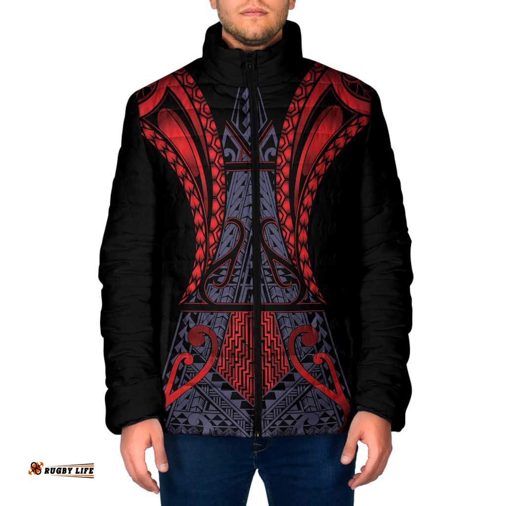 Custom New Zealand Padded Jacket Maori Kiwiana Pattern Tukutuku Motif LT9
