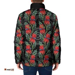 Australia Sturt's Desert Pea Padded Jacket Aussie Native Flowers Indigenous Art LT14
