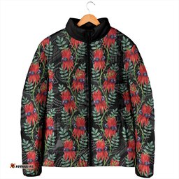 Australia Sturt's Desert Pea Padded Jacket Aussie Native Flowers Indigenous Art LT14