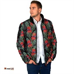 Australia Sturt's Desert Pea Padded Jacket Aussie Native Flowers Indigenous Art LT14