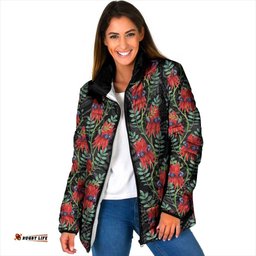 Australia Sturt's Desert Pea Padded Jacket Aussie Native Flowers Indigenous Art LT14