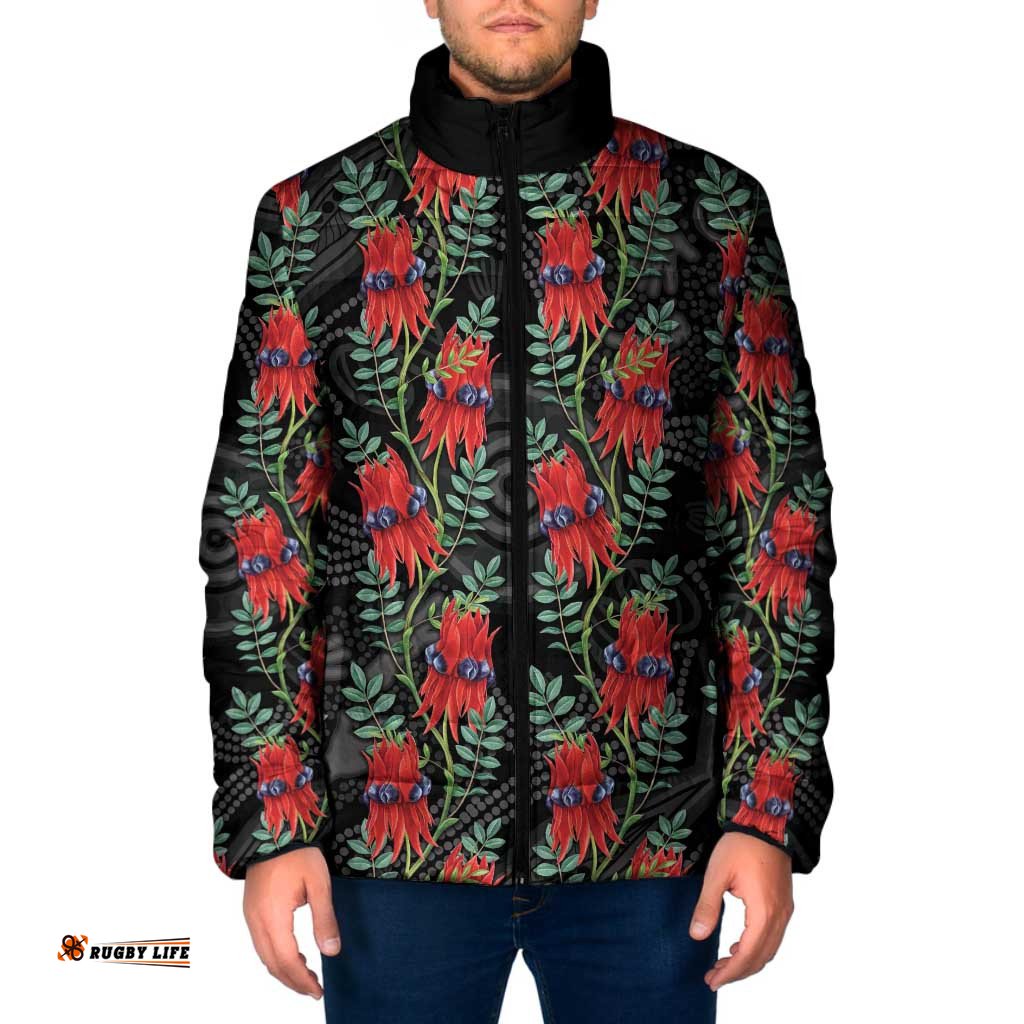 Australia Sturt's Desert Pea Padded Jacket Aussie Native Flowers Indigenous Art LT14