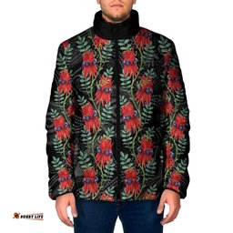 Australia Sturt's Desert Pea Padded Jacket Aussie Native Flowers Indigenous Art LT14