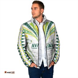 Custom Rugby Cook Islands Avaiki Padded Jacket White Kuki Airani Tribal Maori Inspired LT9