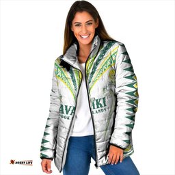 Custom Rugby Cook Islands Avaiki Padded Jacket White Kuki Airani Tribal Maori Inspired LT9