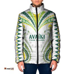 Custom Rugby Cook Islands Avaiki Padded Jacket White Kuki Airani Tribal Maori Inspired LT9