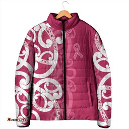 Breast Cancer Awareness Maori Padded Jacket Koru Kowhaiwhai LT7