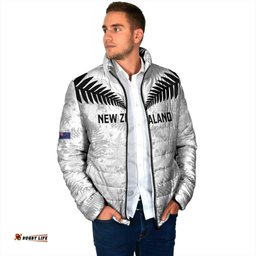 Custom New Zealand Silver Fern Football Padded Jacket Go Aotearoa Grunge White LT14
