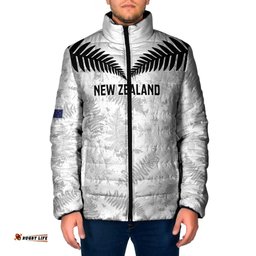 Custom New Zealand Silver Fern Football Padded Jacket Go Aotearoa Grunge White LT14