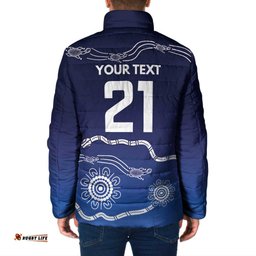 Custom Geelong Pride Padded Jacket On the Road to Glory Indigenous Aboriginal LT9