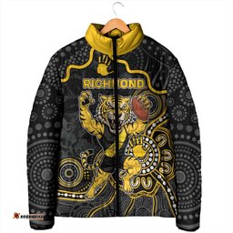 Custom Richmond Football Padded Jacket Aboriginal Dot Art Pattern DT05