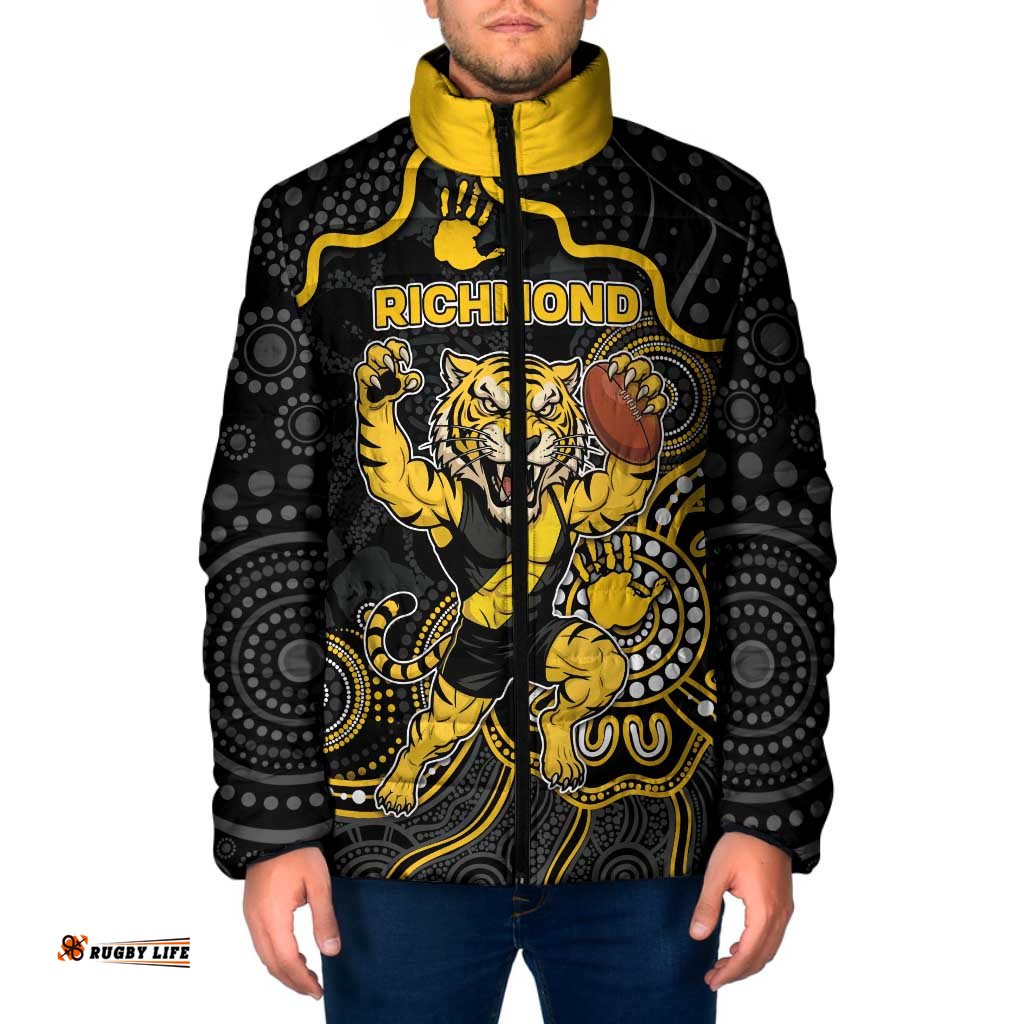 Custom Richmond Football Padded Jacket Aboriginal Dot Art Pattern DT05