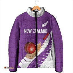 Custom New Zealand Cricket Padded Jacket Kiwi Birds Haka Dance Purple Fern Sporty Style LT03