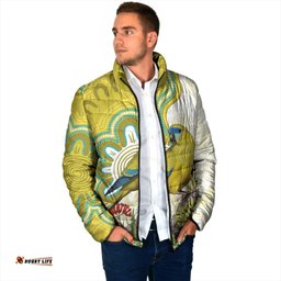 Australia Rock Parrot Padded Jacket Kangaroo Paws Indigenous Art LT14