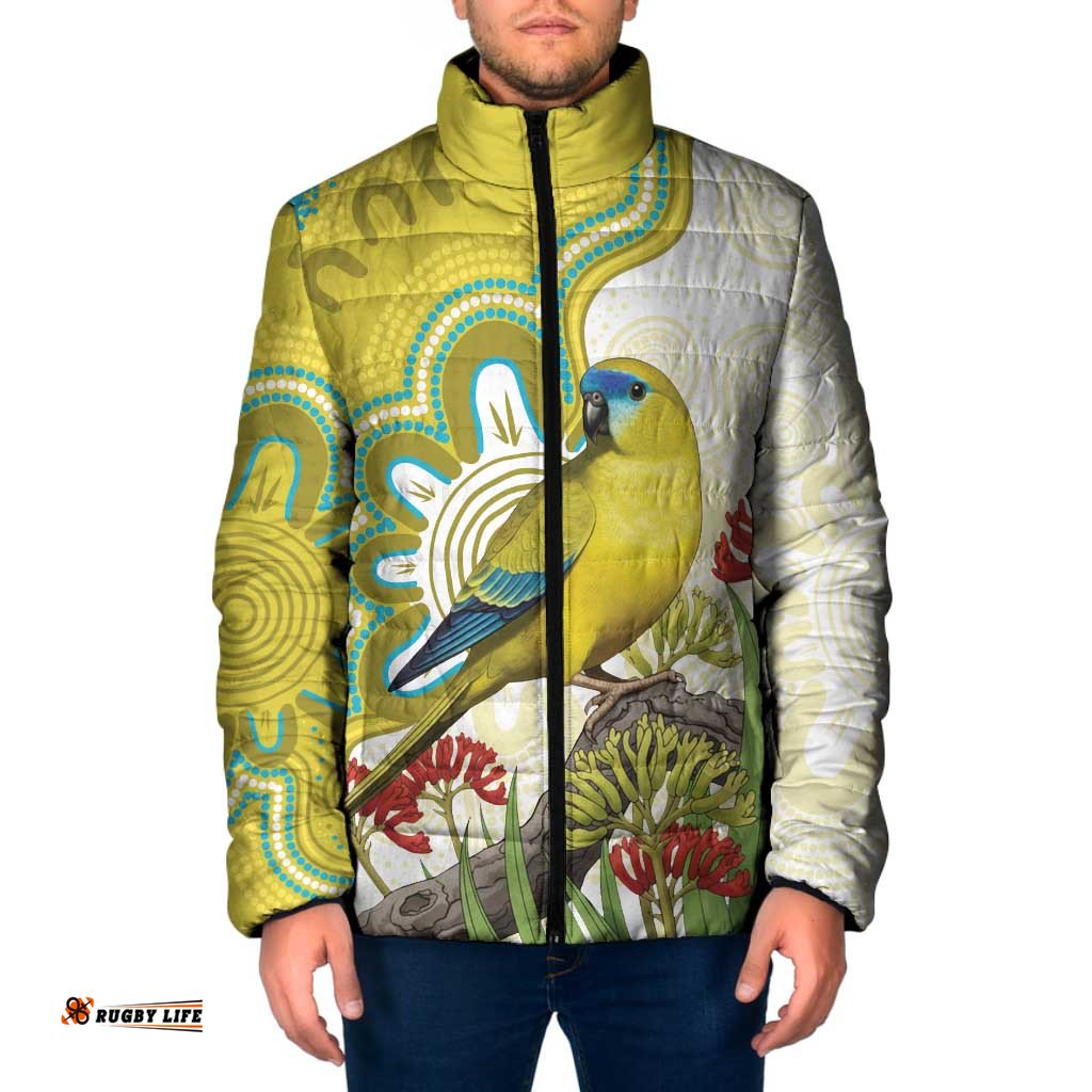 Australia Rock Parrot Padded Jacket Kangaroo Paws Indigenous Art LT14