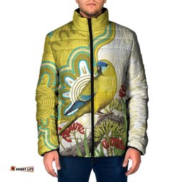 Australia Rock Parrot Padded Jacket Kangaroo Paws Indigenous Art LT14
