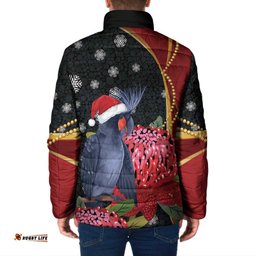 Australia Palm Cockatoo Christmas Padded Jacket Probosciger Aterrimus Waratah Merry Chrissie LT14