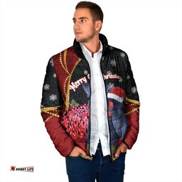 Australia Palm Cockatoo Christmas Padded Jacket Probosciger Aterrimus Waratah Merry Chrissie LT14